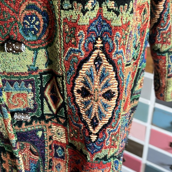 Bird elephant tapestry multicolored artsy lined boho paisley coat - Picture 11 of 17